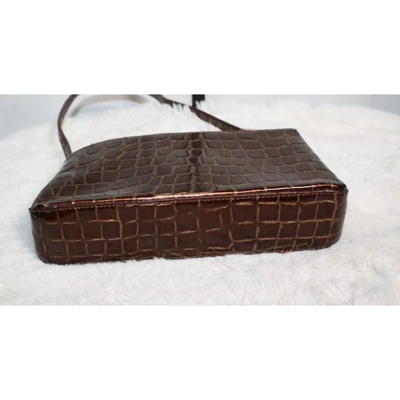 Kenneth Cole Reaction Brown/Copper Faux Alligator Print Clutch Shoulder purse - Picture 8 of 16